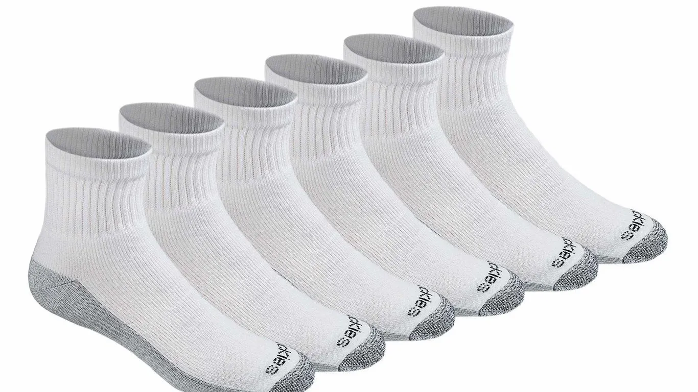 Dickies Dri-Tech Quarter Socks Medium White 6...