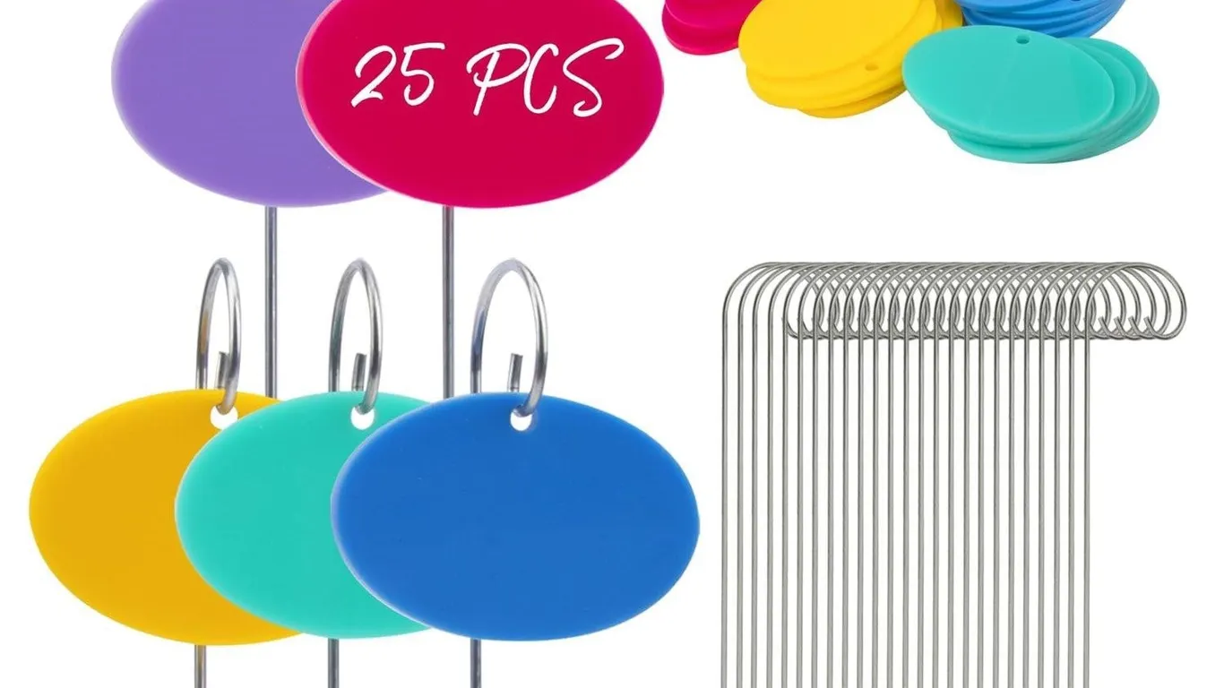 Temlum 25pc Acrylic Plant Labels Set Multicolor