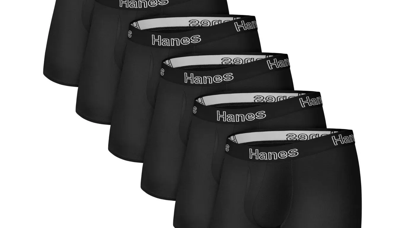 Hanes Mens Boxer Briefs Medium Black 6-Pack