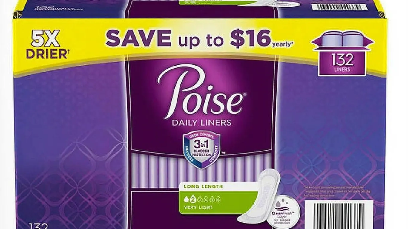Poise Very Light Absorbency Long Liners 132 Count