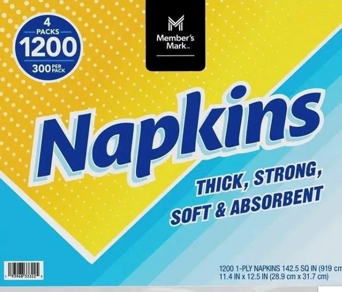 Everyday 1-Ply White Napkins 4 Pack