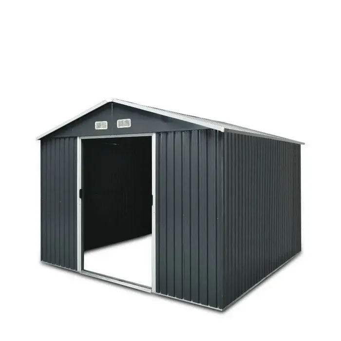 TMG-MS0810 8' x 10' Galvanized Apex Roof Metal Shed, 29 GA Corrugated Metal, 67" Edge Height~New!