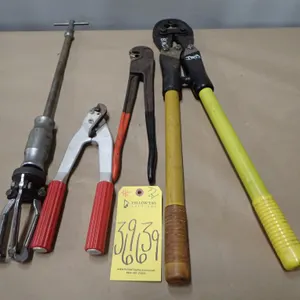 Lot of (4) Assorted Industrial Crimping Tools and Cutters
