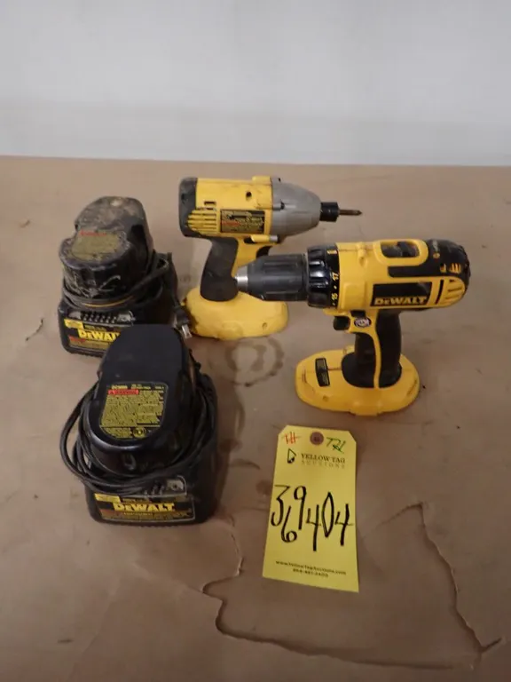 Lot of (2) Dewalt 18V Cordless Drill Drivers with Batteries and Chargers