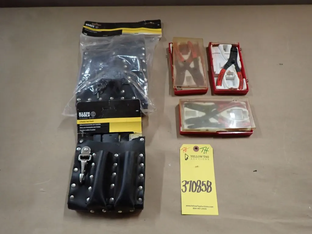 Lot of (3) Milbar Retaining Ring Plier Set and (2) Klien Tools Tool Pouches