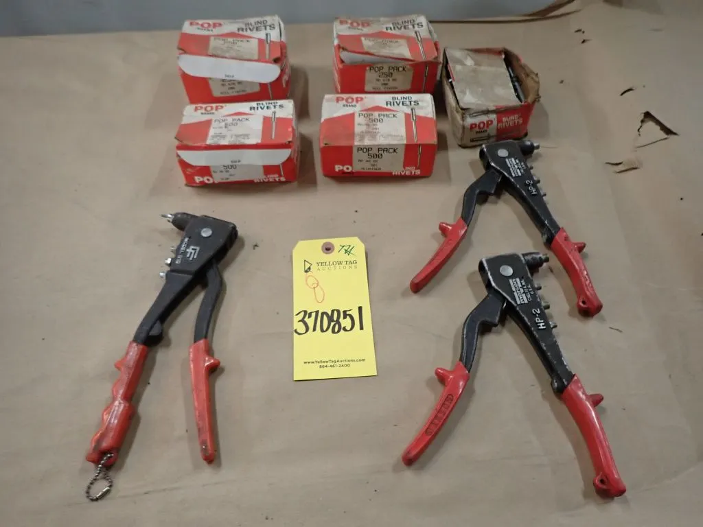 Lot of (3) Rivet Tools and (5) Boxes of Rivets