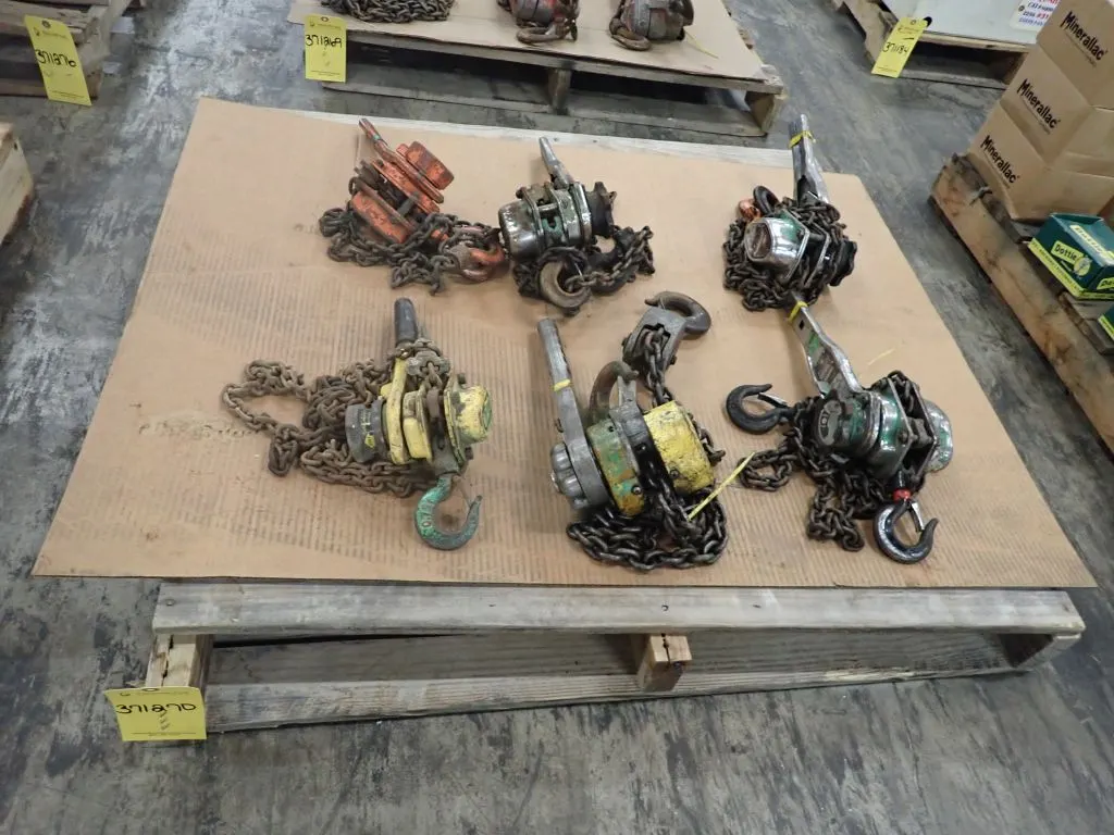 Lot of Assorted Lever Hoists