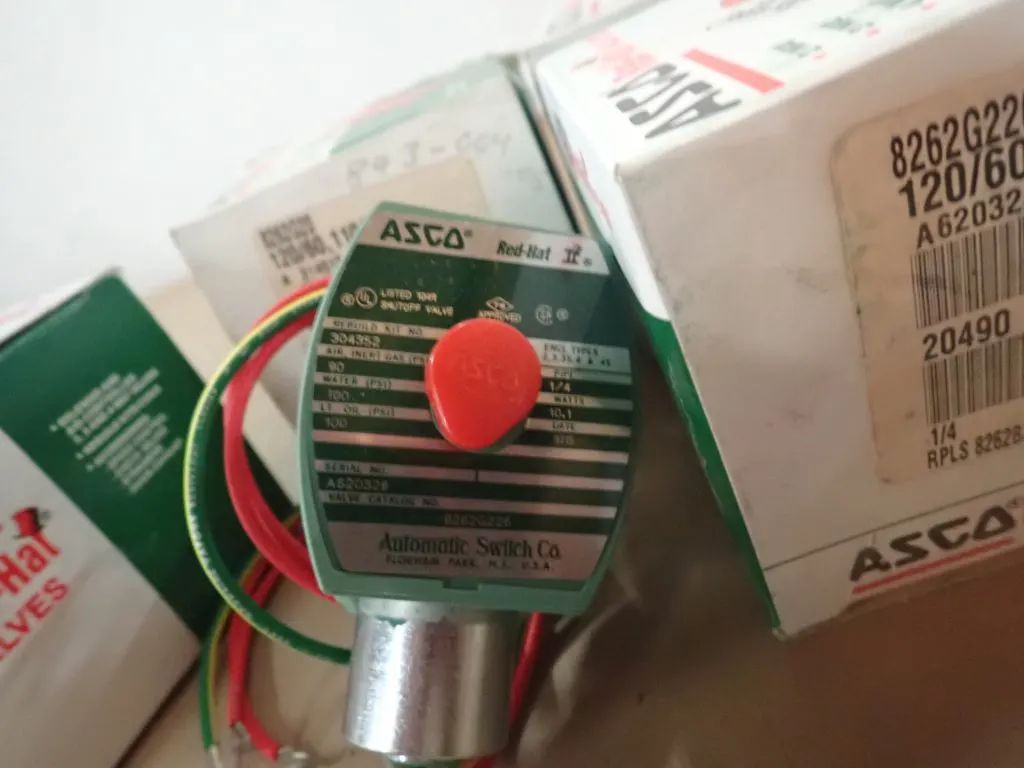 Lot of (6) ASCO Red Hat Solenoid Valves