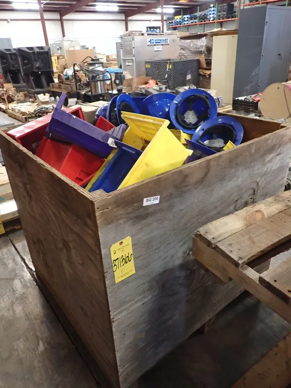 Lot of Assorted Storage Containers and Hard Hats