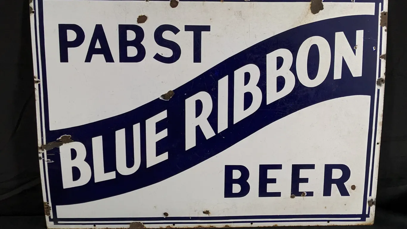 PORCELAIN SIGN PABST BLUE RIBBON BEER