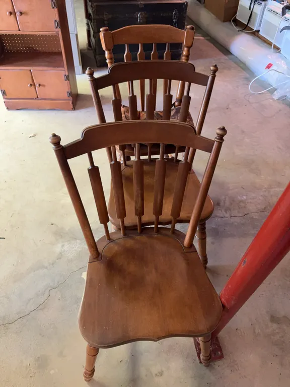 3 wooden chairs