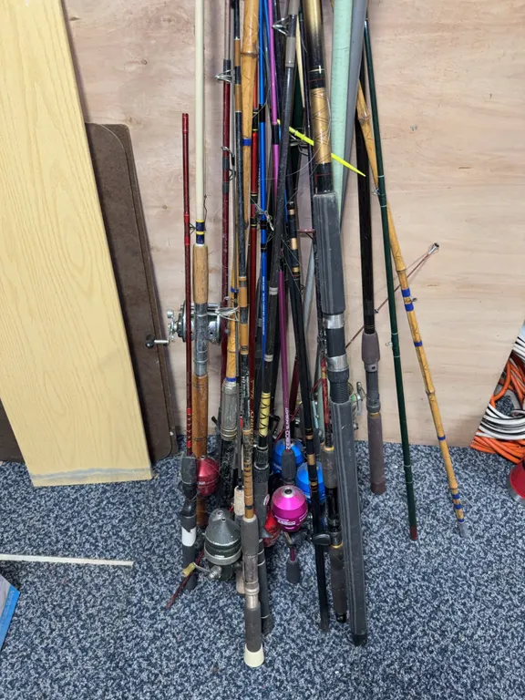 Lot of assorted fishing poles