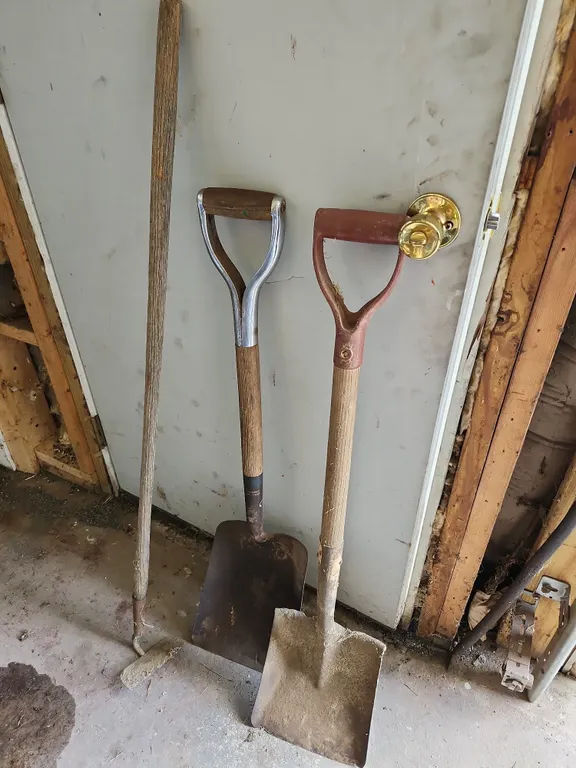 2 Shovels 38" & One Hoe 47" Wood Handles