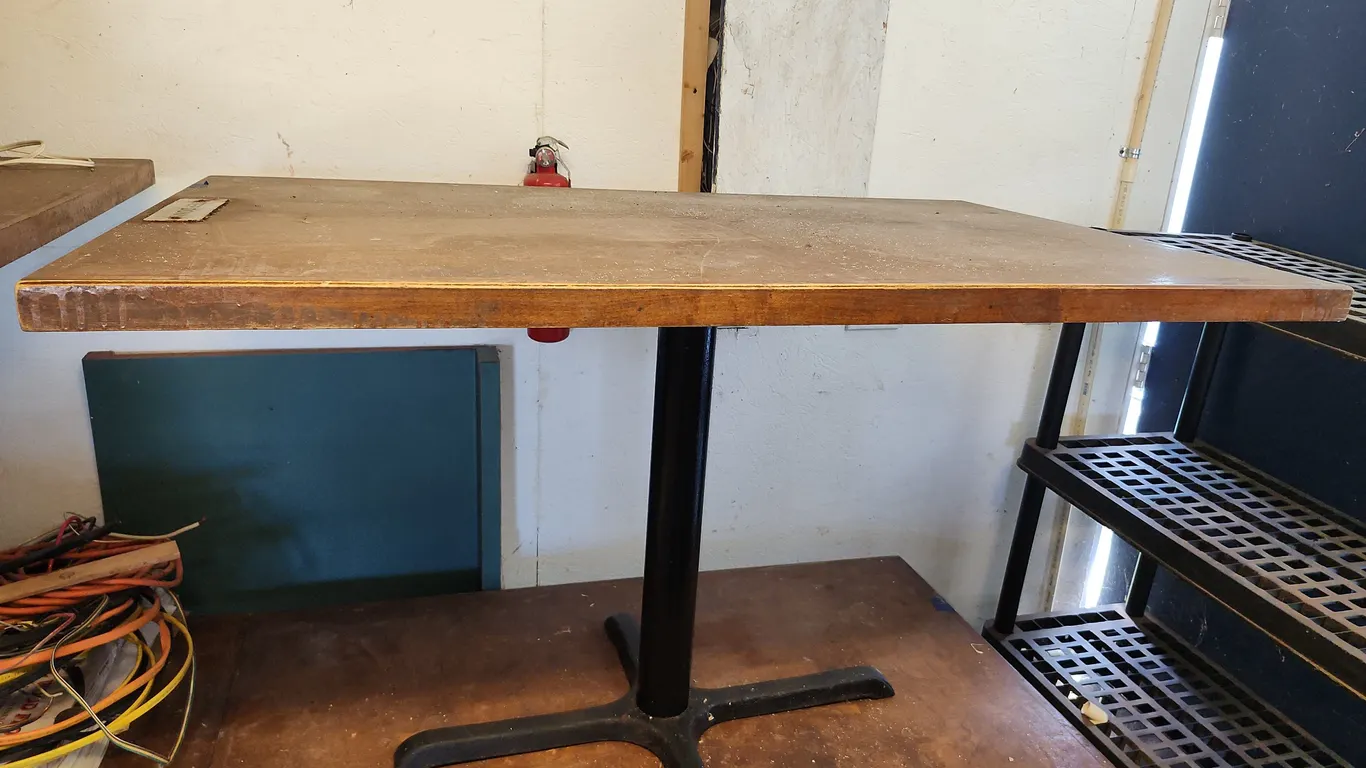 Wood Top Cast Iron Base Table 48"X30"X29.5"