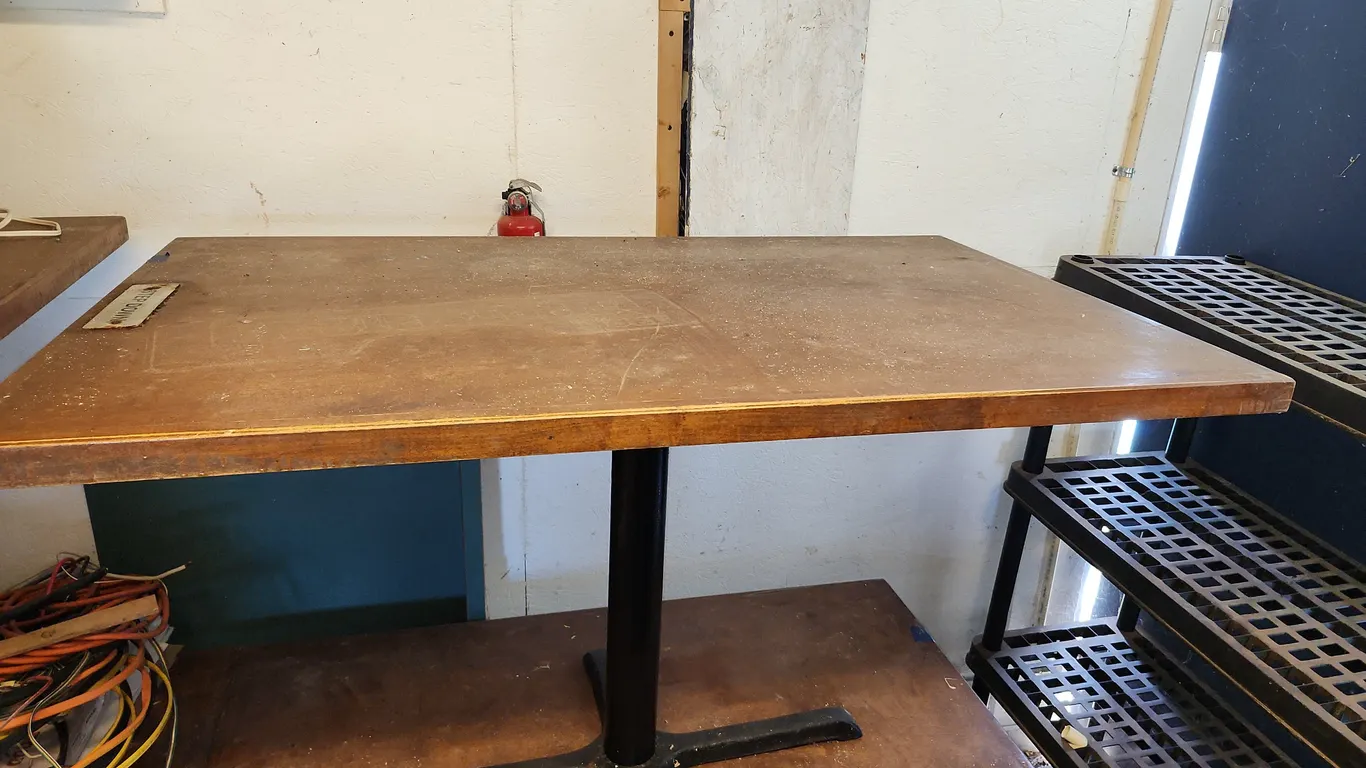 Wood Top Cast Iron Base Table 48"X30"X29.5"