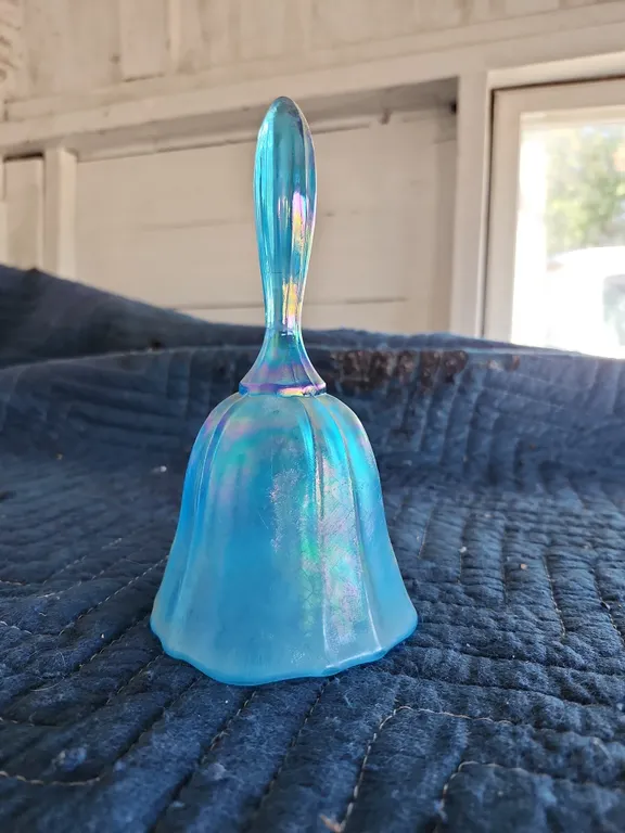 Fenton Blue Opalescent Stretch Bell 7" Tall