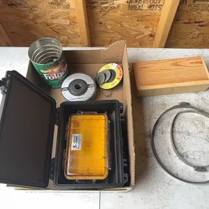 Grinder wheels, hose clamps, and part storage