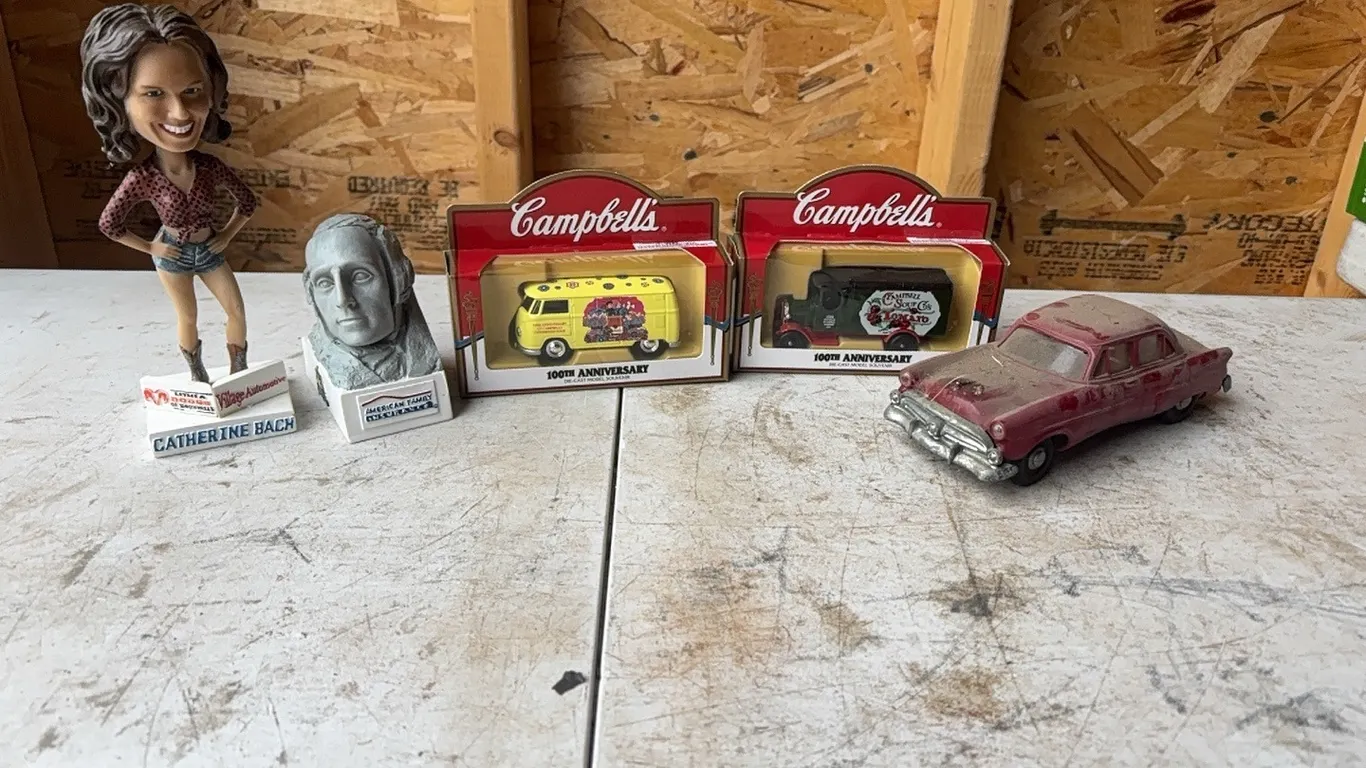 Campbell’s toy cars and bobble heads