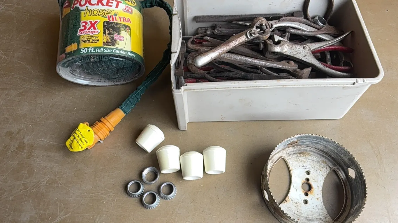 Hose, hole saw, and misc tool