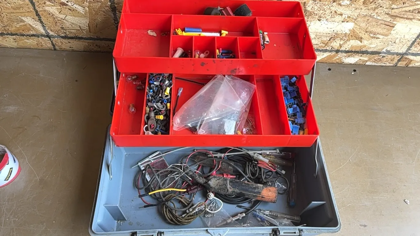 Tool box with electrical supplies