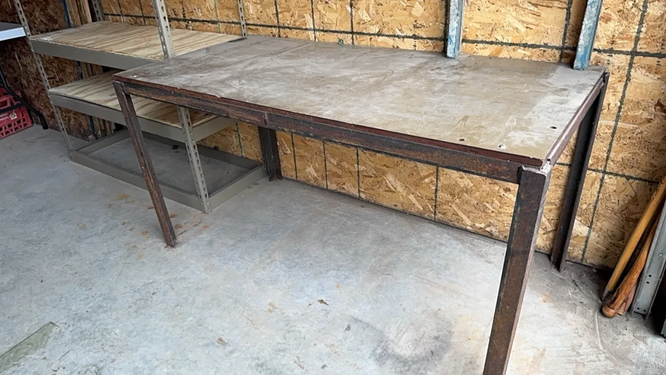 Steel framed table