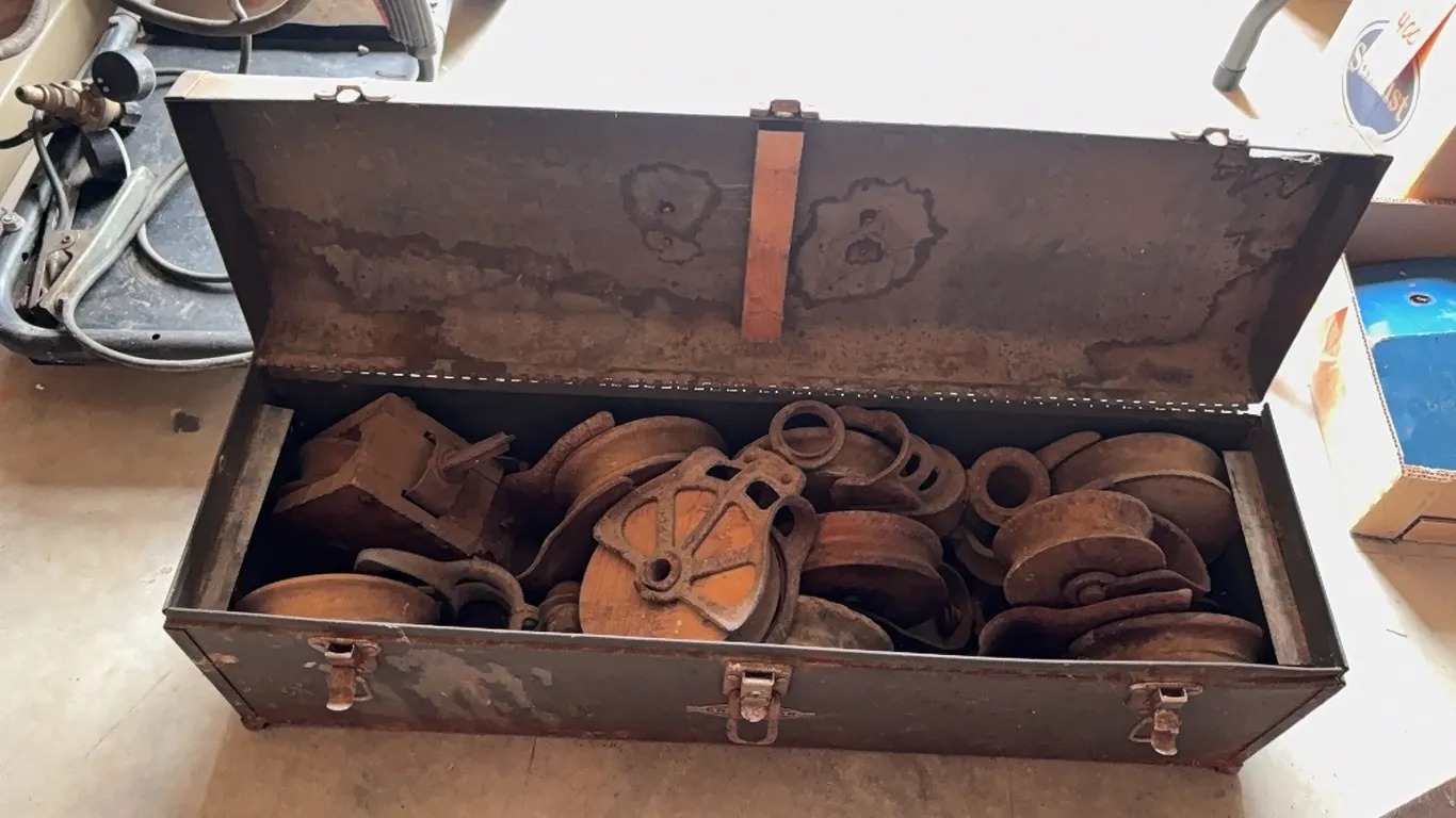 Toolbox w/ Antique Pulleys