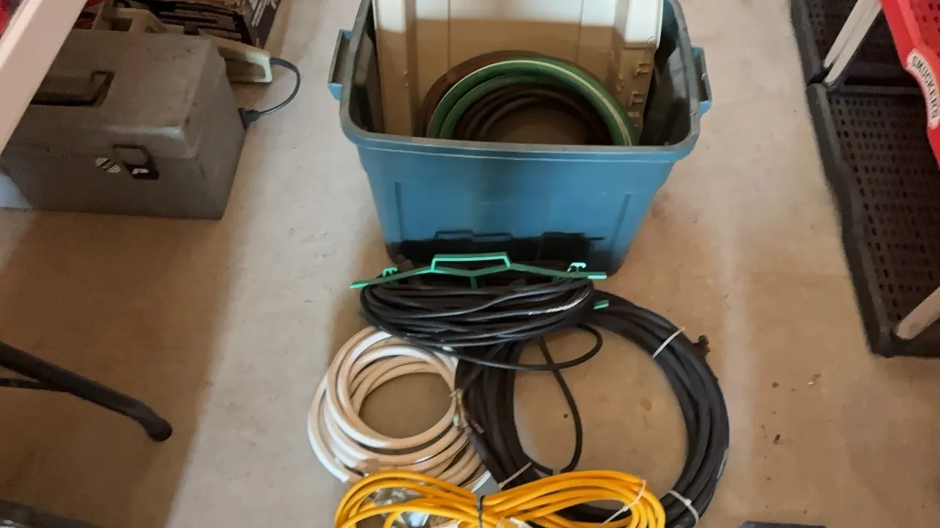 Tote w/ Misc Cords & Hoses