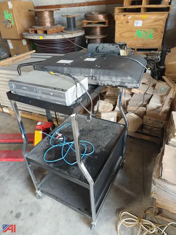 TV cart, TV ,and VHS player