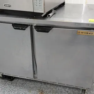 Beverage-Air WTR48A two-door counter-height refrigerator. Self-contained refrigeration system. Electrical: 115V, 60 Hz, 1-Phase, 3.30 Amps. Mounted on