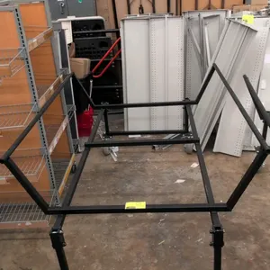 Portable poly dump merchandise rack. Includes (1) black polyethylene top bin and black metal base frame. 105" x 50". Mounted on swivel casters.