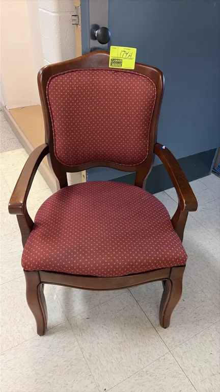 Wood vinyl chair with cloth seat