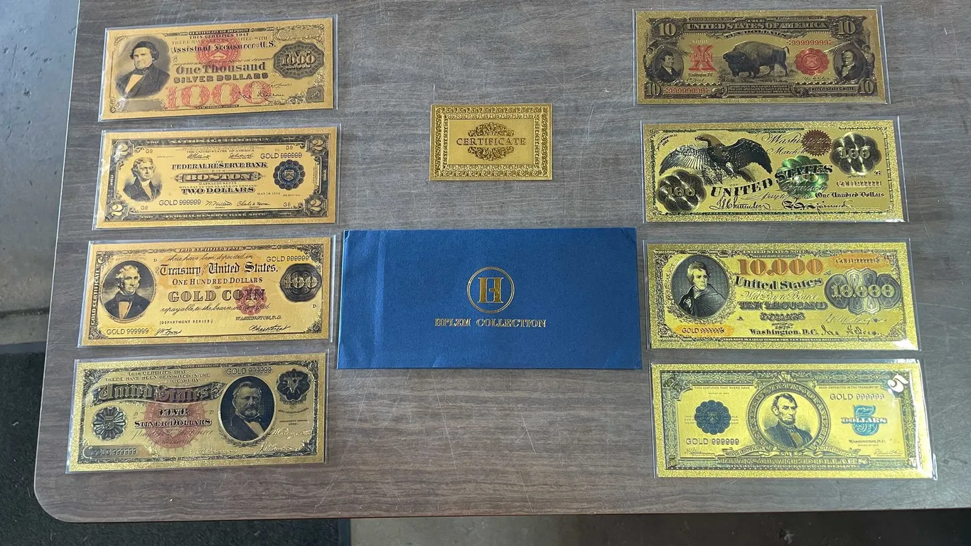 Old Style US Currency Gold Certifictes Gold Foil Banknotes (T5)