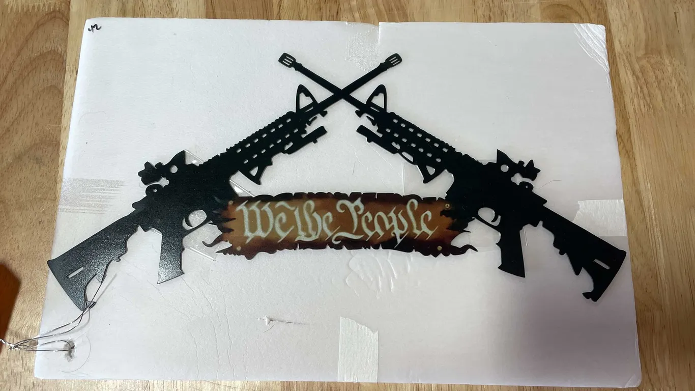 Laser cut metal sign of AR-15 (T2)