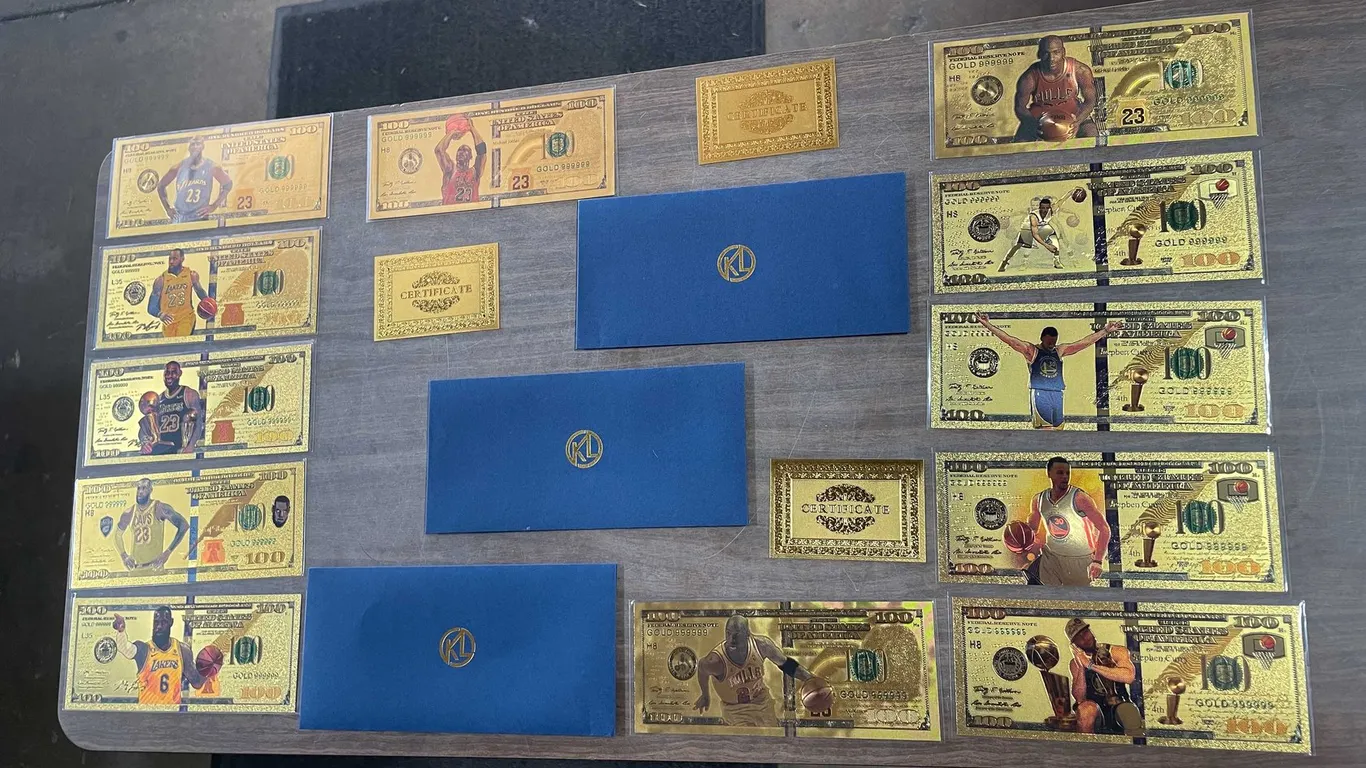 Michael Jordan Steph Curry Lebron James Gold Foil Banknotes Sets (T5)