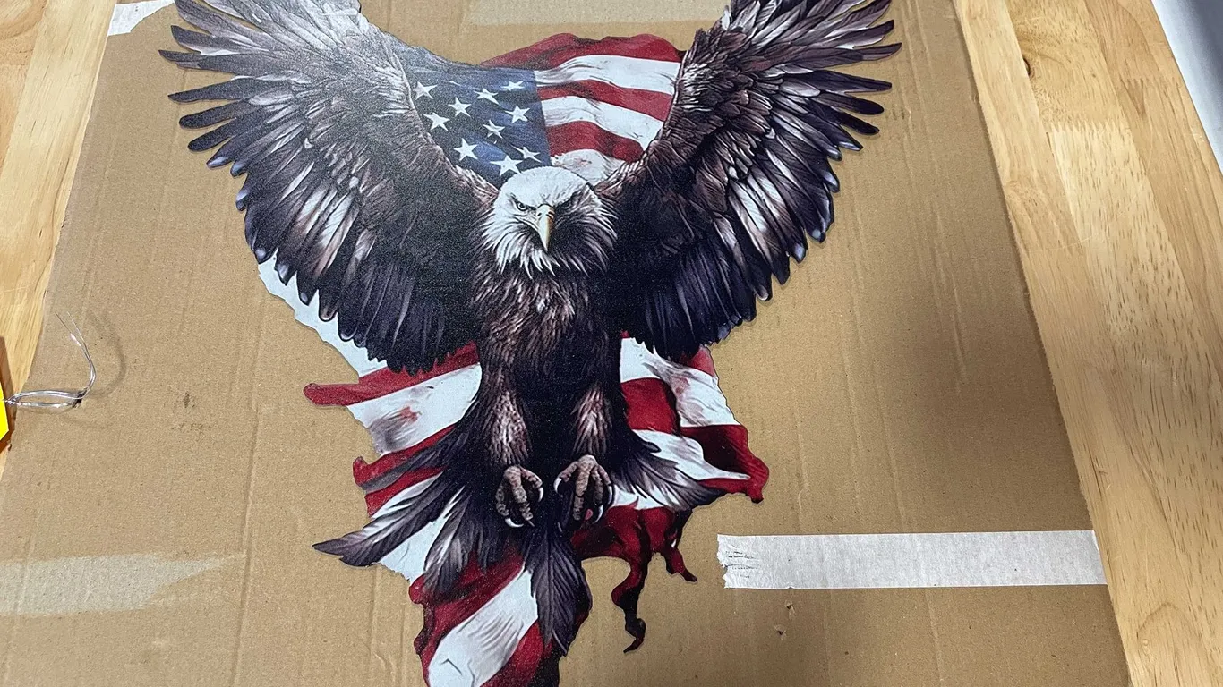 Laser cut metal sign of Flag and eagle (T2)