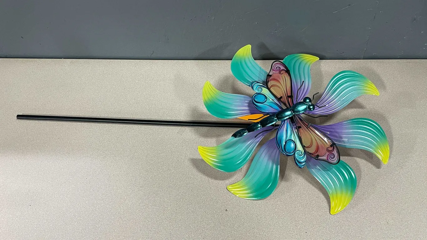 Metal And Glass Dragonfly Wind Spinner (T4)