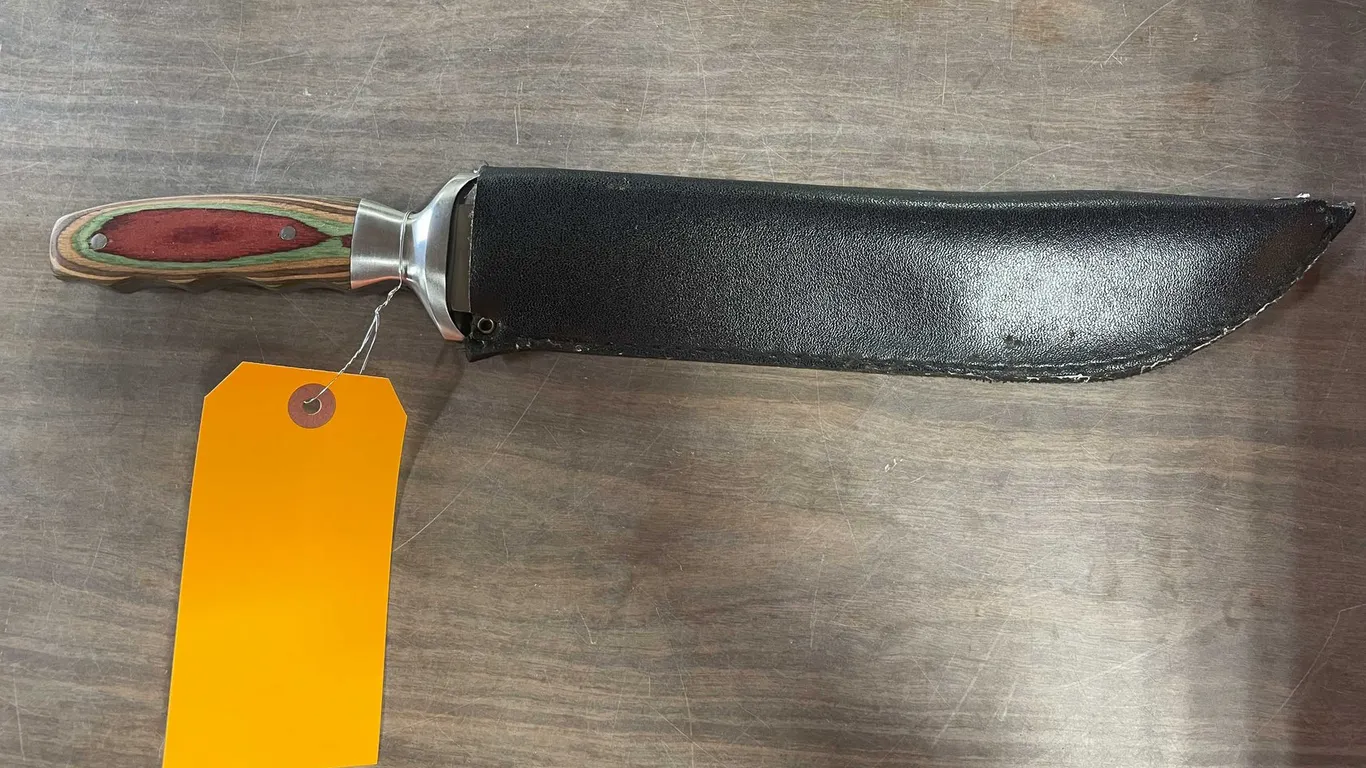 Large Survival Bowie Knife With A Colorful Pakkawood Handle (T5)