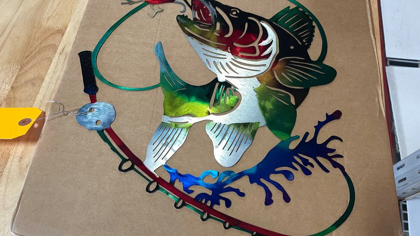 Laser cut metal sign of Walleye (T2)