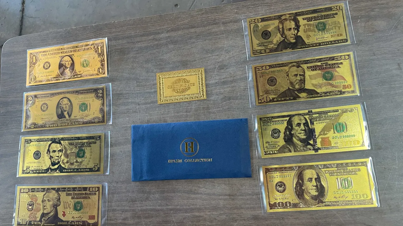 US Currency Gold Foil Banknotes Set (T5)