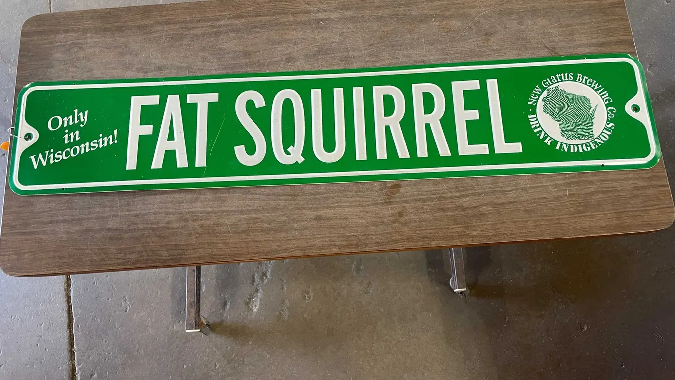 New Glarus Brewing Company Fat Squirrel Metal Street Sign (T5)