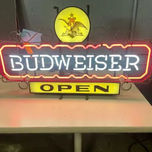 Vintage Budweiser Open Metal Frame Neon Sign