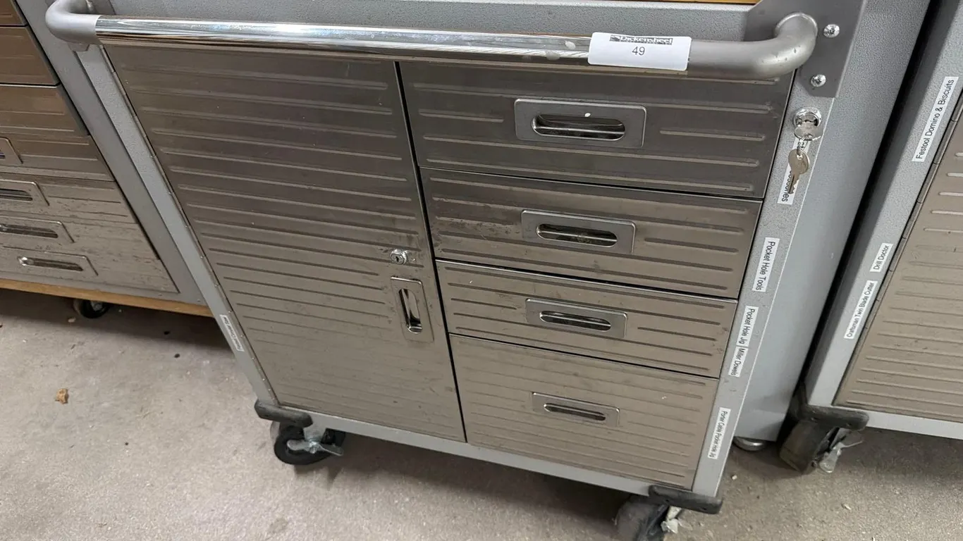 WOOD TOP ROLLING FOUR DRAWER / SINGLE DOOR TOOL BOX