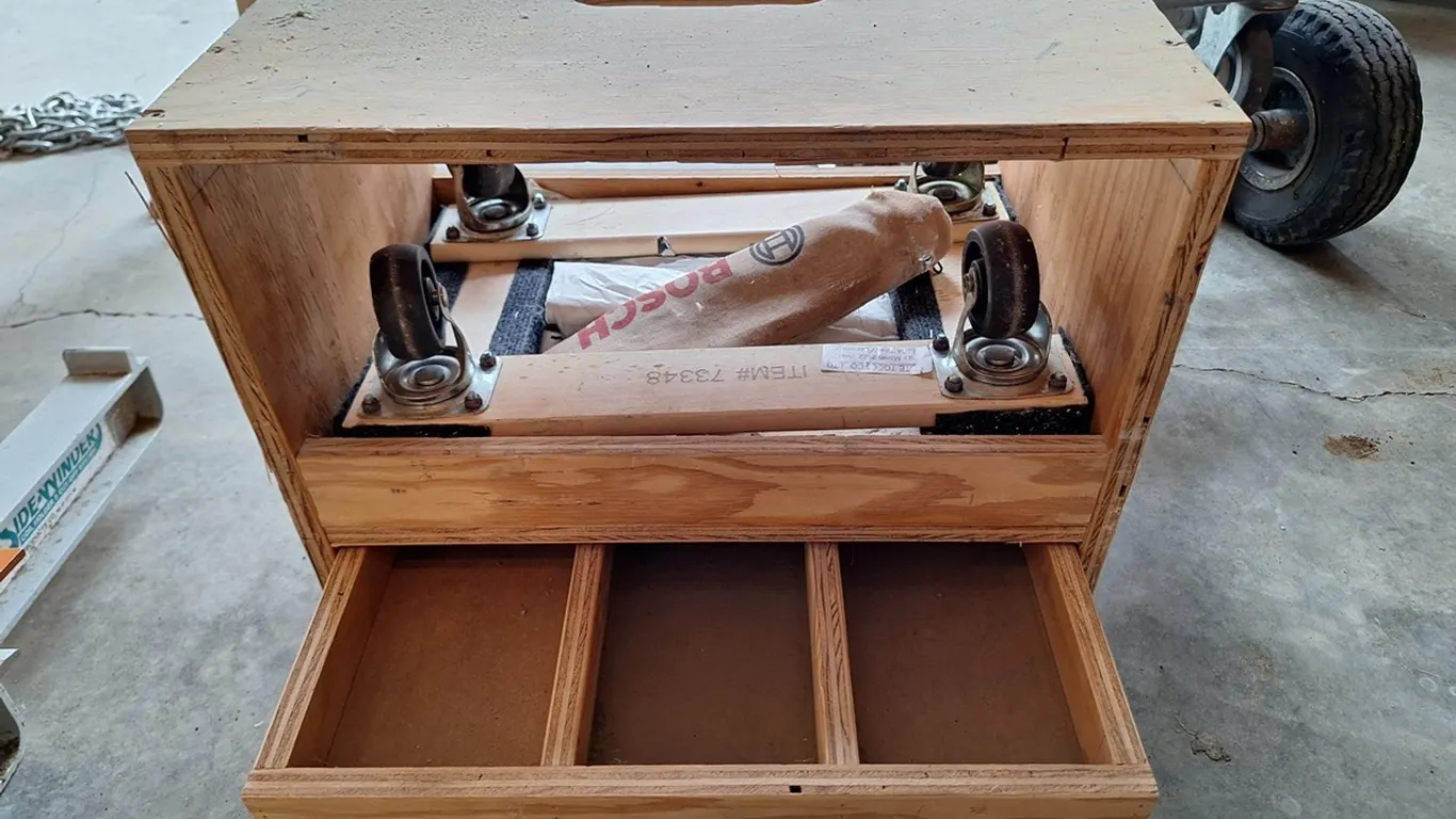 Wood Box with Cart