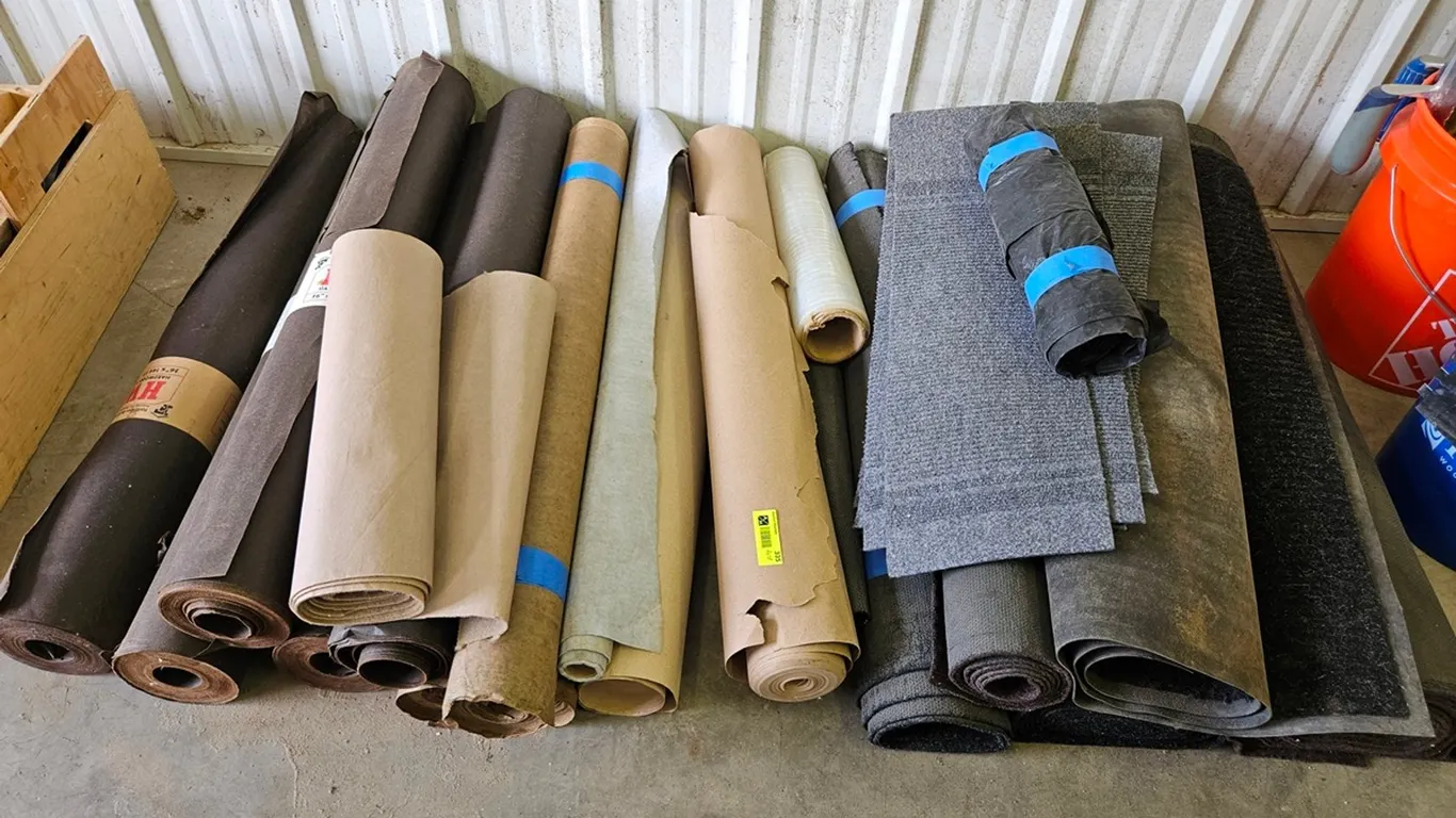 Assorted Rolls of Floor Underlayment, More