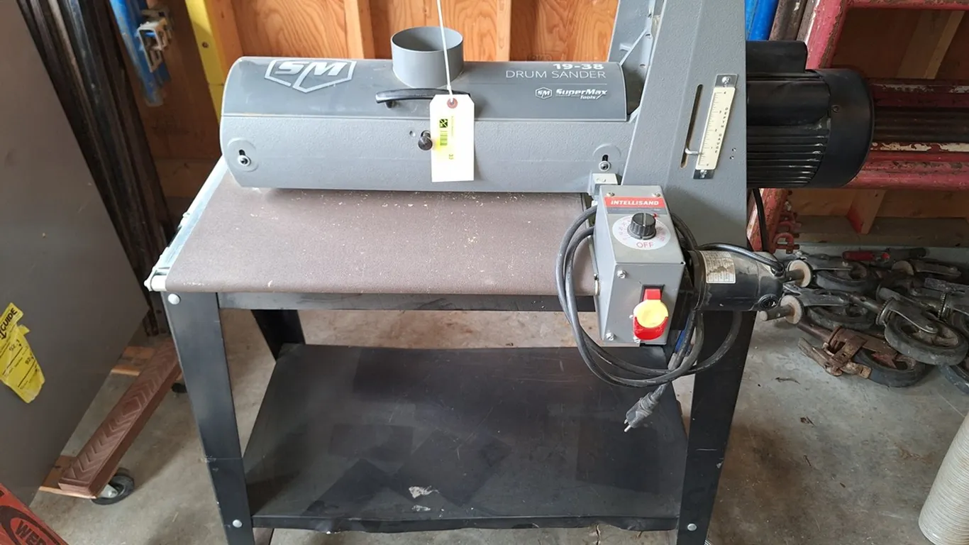 Super Max 19-38 Drum Sander on Wheels, Stock #71938-D, Serial 16096124