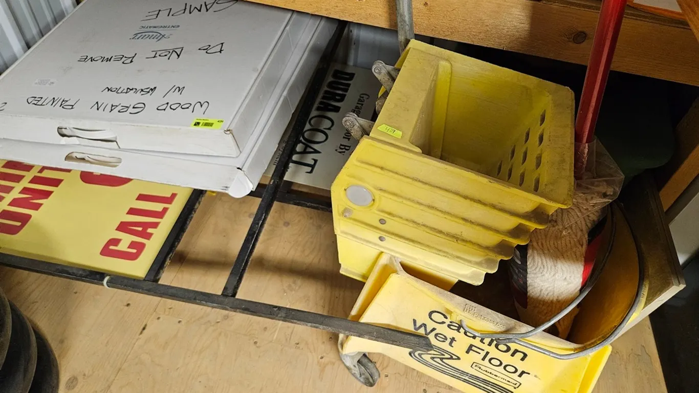 Assorted, Signs, Mop Bucket, More