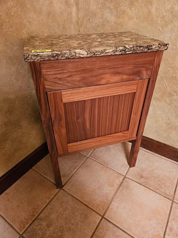 Wood/Stone Top Cabinet (needs handle/knob), 23"x16"x32"