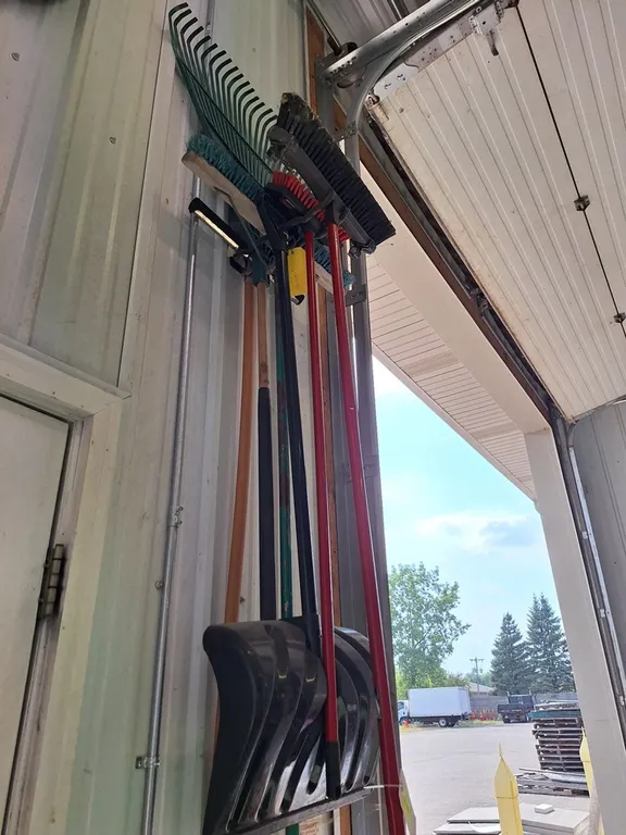 Assorted Brooms, Shovel, Rake, More