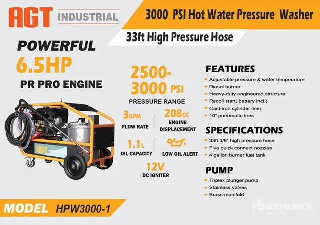 2026 AGT HPW3000-1 Pressure Washer (Unused)