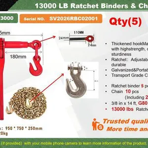 Quantity of 2026 STARVOX SV-RC13000 13000 lb Ratchet Binders & Chains (Unused)